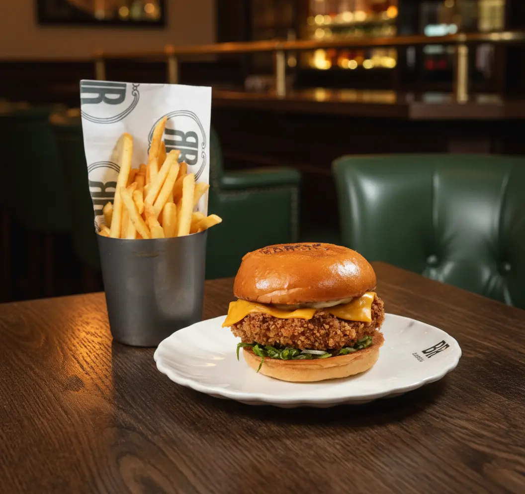 Barrel Crispy Chicken Burger Fries